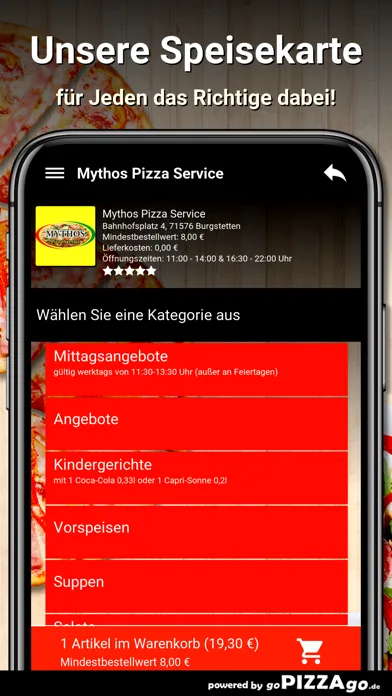 Mythos Pizza Burgstetten سکرین شاٹس