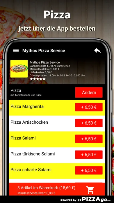 Mythos Pizza Burgstetten سکرین شاٹس