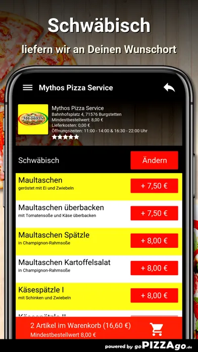 Mythos Pizza Burgstetten سکرین شاٹس