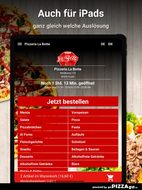 تصاویر Pizzeria La Botte Essen iPad 