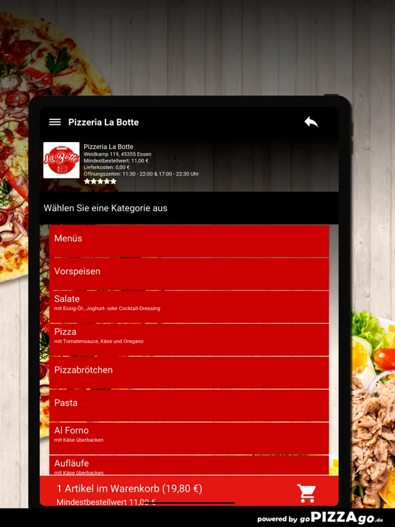 تصاویر Pizzeria La Botte Essen iPad 