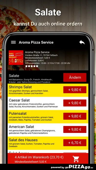 Aroma Pizza Service Fellbach Screenshots