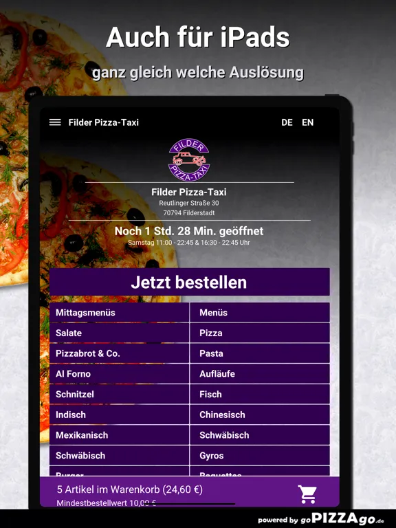 Filder Pizza-Taxi Filderstadt iPad  스크린샷