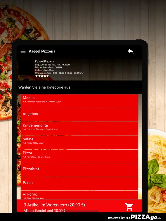 Captures d'écran de Kassel Pizzeria Kassel iPad 