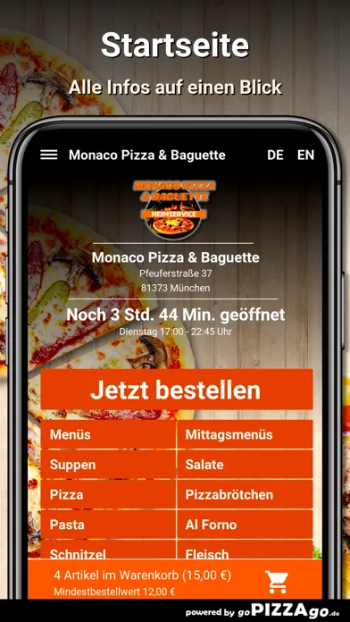 Tangkapan skrin Monaco Pizza München