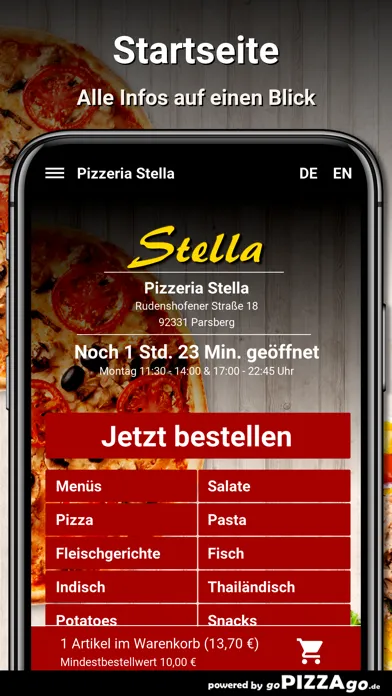 Capturas de tela do Pizzeria Stella Parsberg