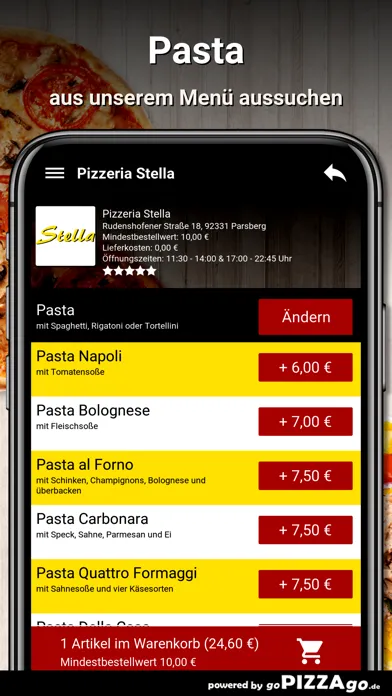 Capturas de tela do Pizzeria Stella Parsberg