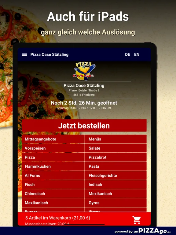 Capturas de tela do Pizza Oase Stätzling Friedberg iPad 