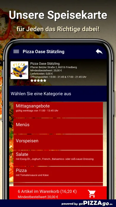 Capturas de tela do Pizza Oase Stätzling Friedberg
