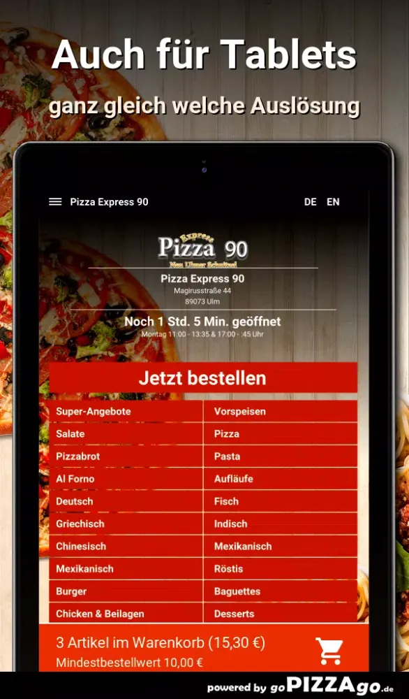 Tangkapan layar Pizza Express 90 Ulm