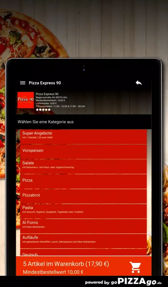 Tangkapan layar Pizza Express 90 Ulm