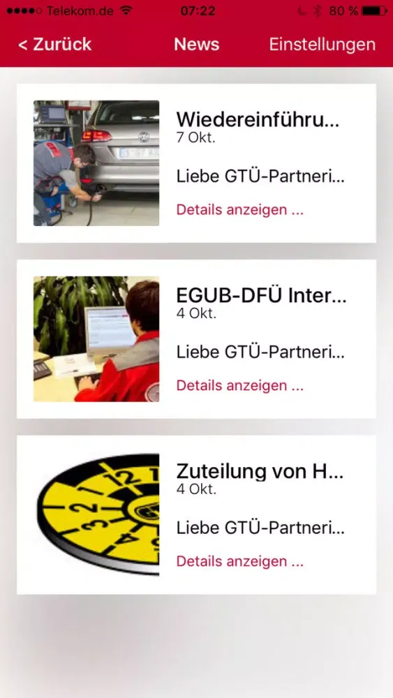 Zrzuty ekranu GTÜ Welt