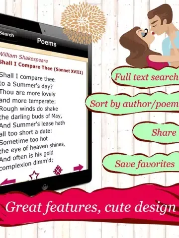 تصاویر Love Poems - The 150 Most Romantic Poems for Lovers and Couples iPad 