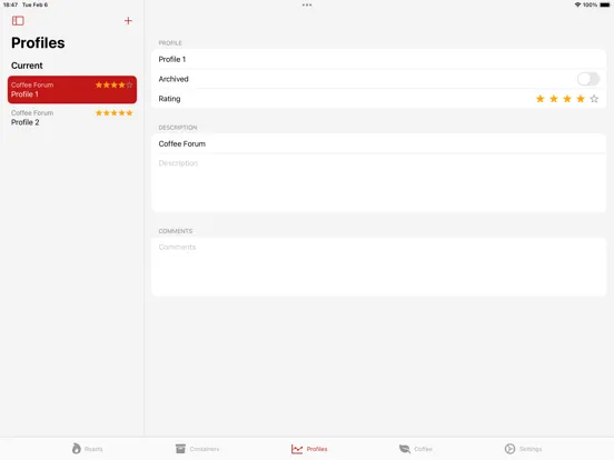 Tangkapan skrin Roast Manager iPad 