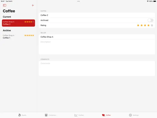 Tangkapan skrin Roast Manager iPad 