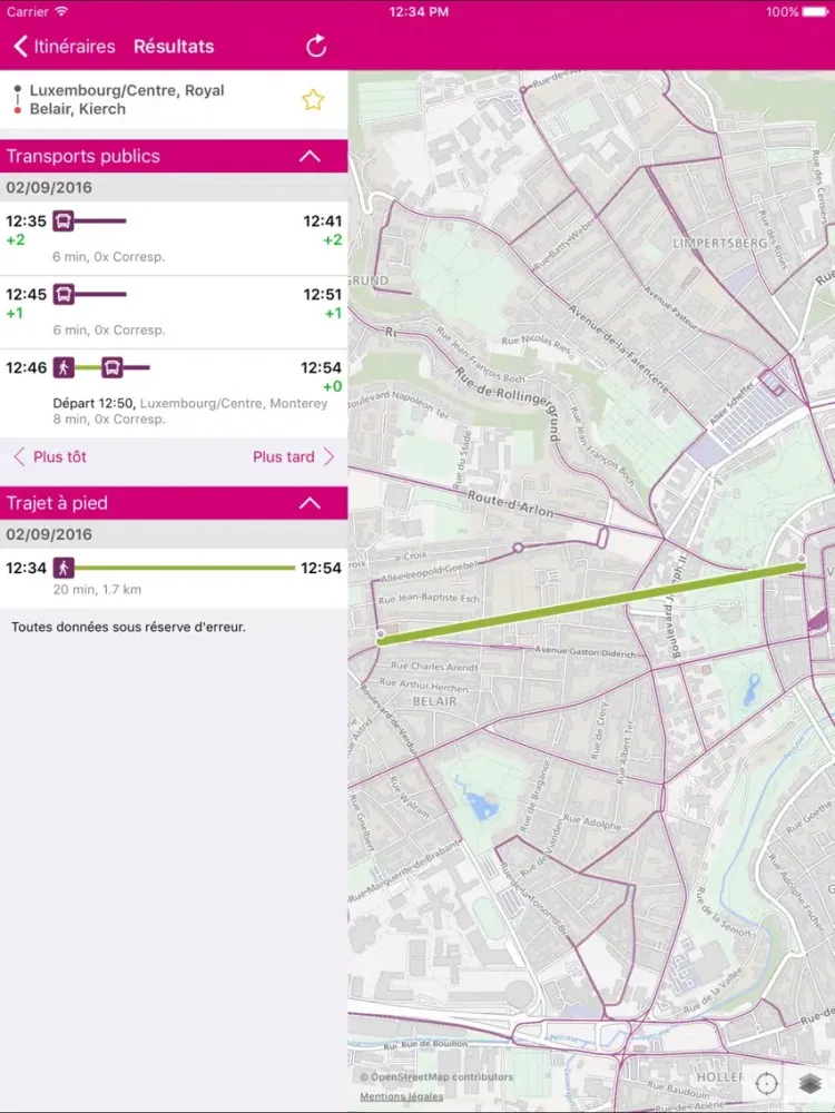 ภาพหน้าจอของ mobiliteit.lu for iPad iPad 