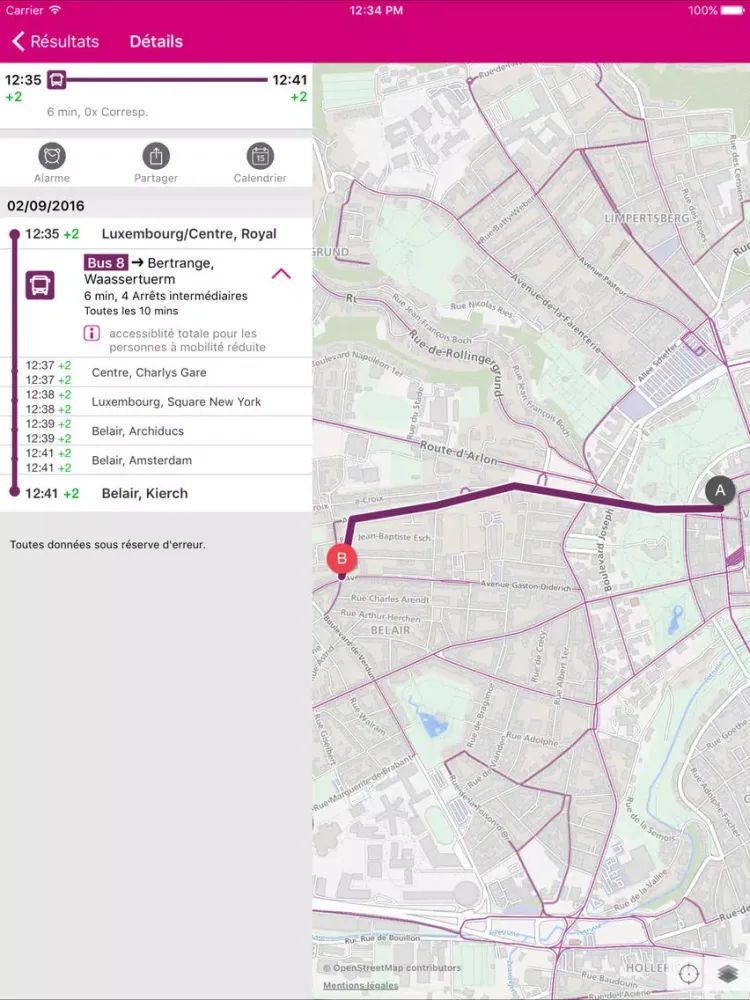ภาพหน้าจอของ mobiliteit.lu for iPad iPad 