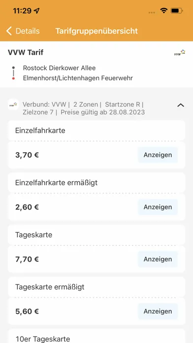 Capturas de tela do VVW Fahrpläne & Tickets