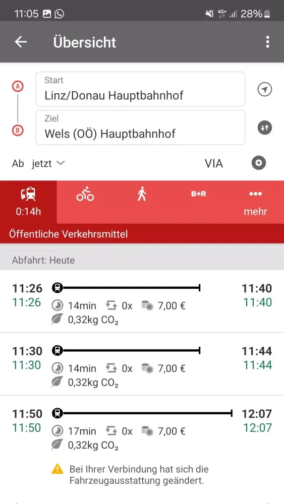 Capturas de pantalla de OÖVV Routenplaner