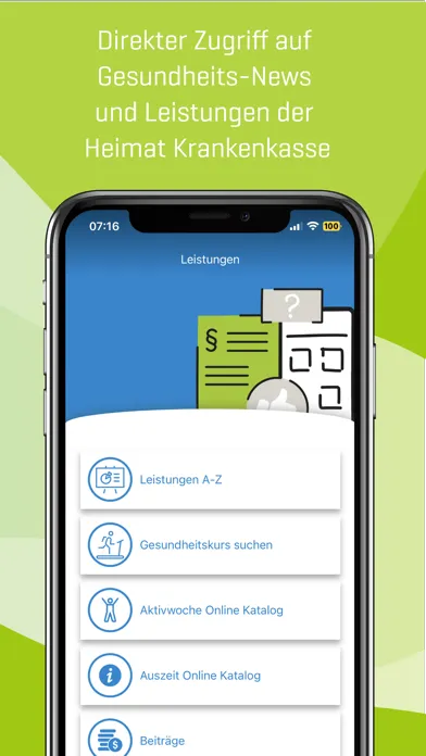 Capturas de tela do Heimat Krankenkasse ServiceApp