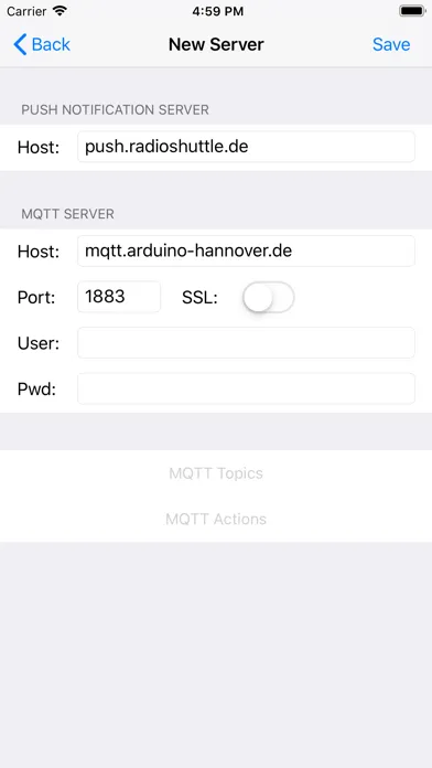Tangkapan skrin MQTT Push Client
