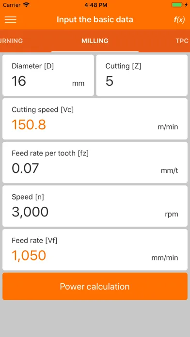 Ảnh chụp màn hình của Hoffmann Machining Calculator