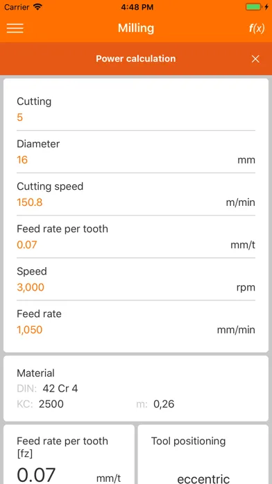 Ảnh chụp màn hình của Hoffmann Machining Calculator