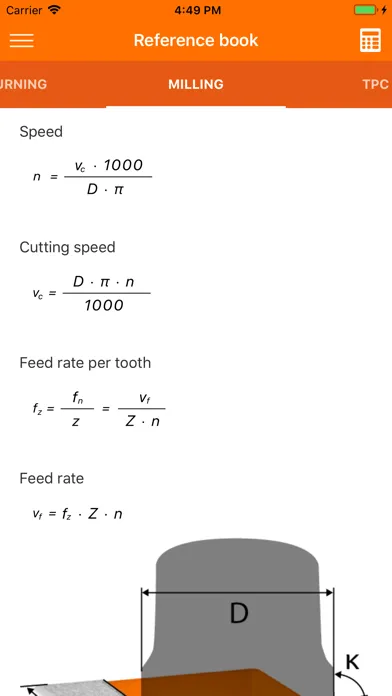 Ảnh chụp màn hình của Hoffmann Machining Calculator