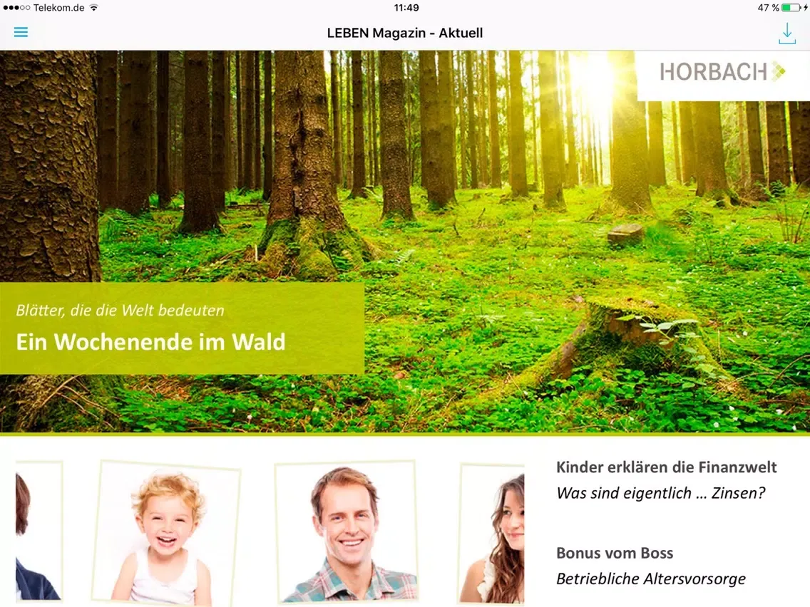 Tangkapan skrin HORBACH LEBEN Magazin iPad 