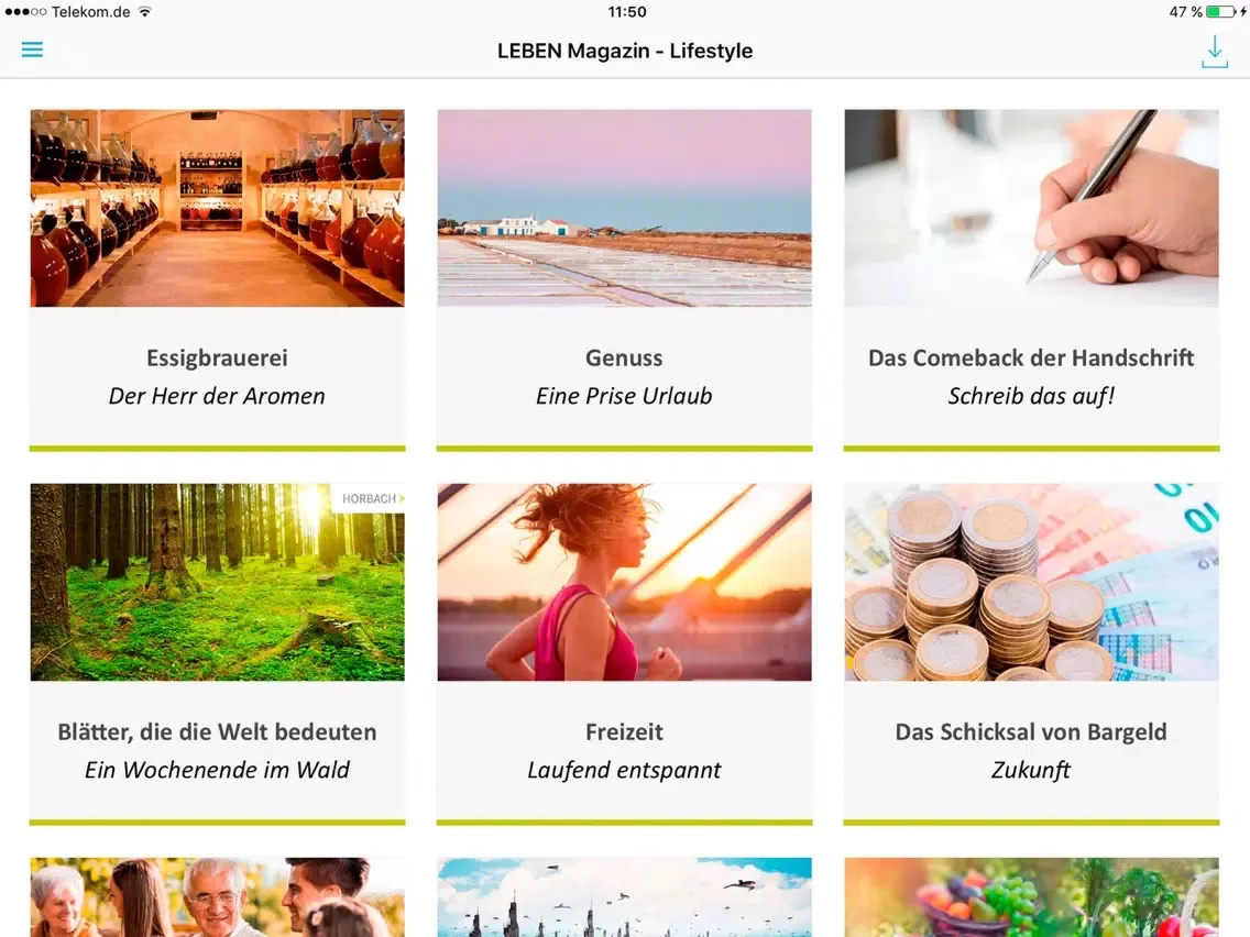 Tangkapan skrin HORBACH LEBEN Magazin iPad 