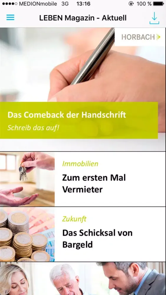 Tangkapan skrin HORBACH LEBEN Magazin