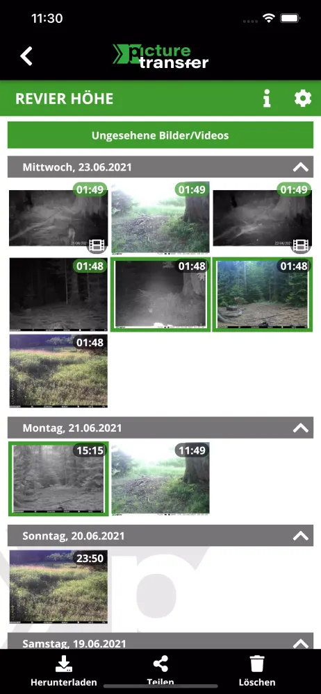 Screenshot di picture transfer Wildkameras
