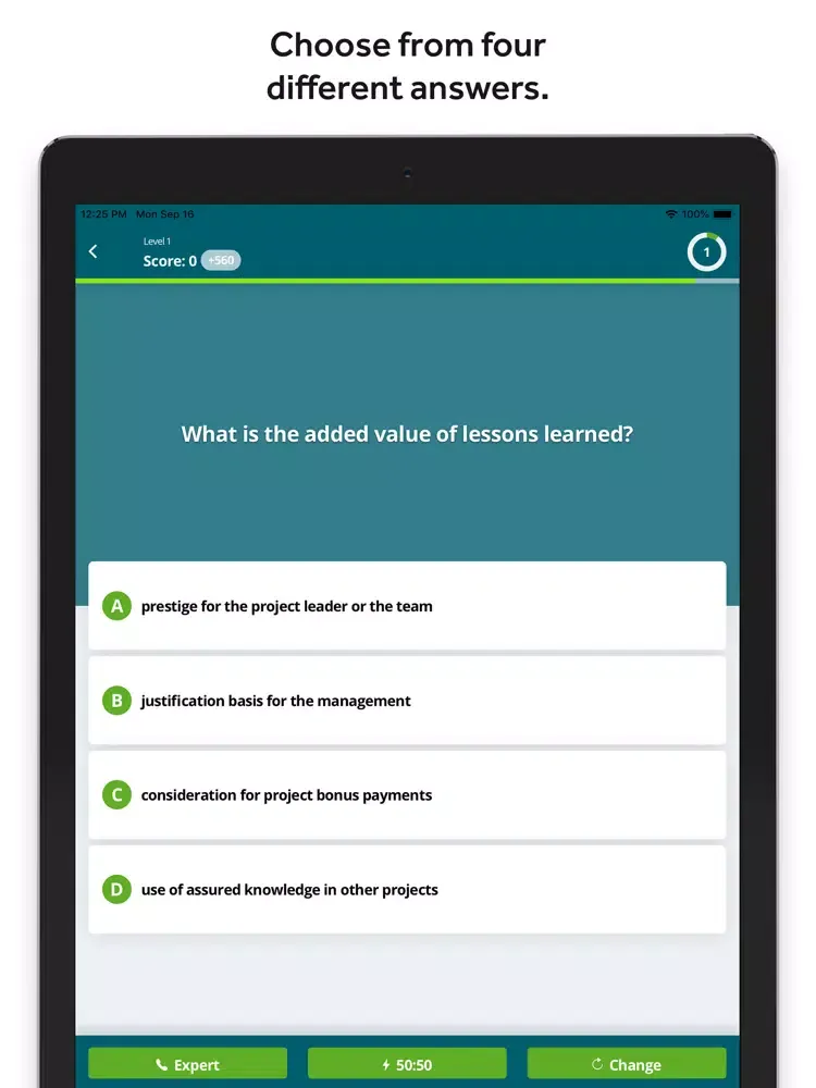 PM Quiz according to IPMA ICB4 iPad  Screenshots
