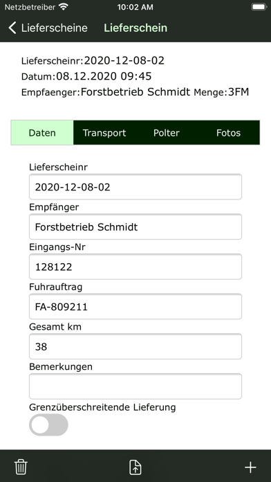 Tangkapan skrin LieferscheinApp