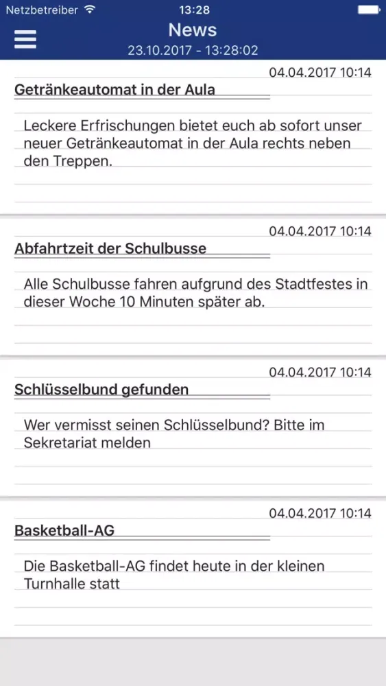 Zrzuty ekranu IHK SchulApp (IHK Rostock)