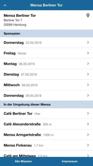 Tangkapan skrin iMensa Mensa Speiseplan