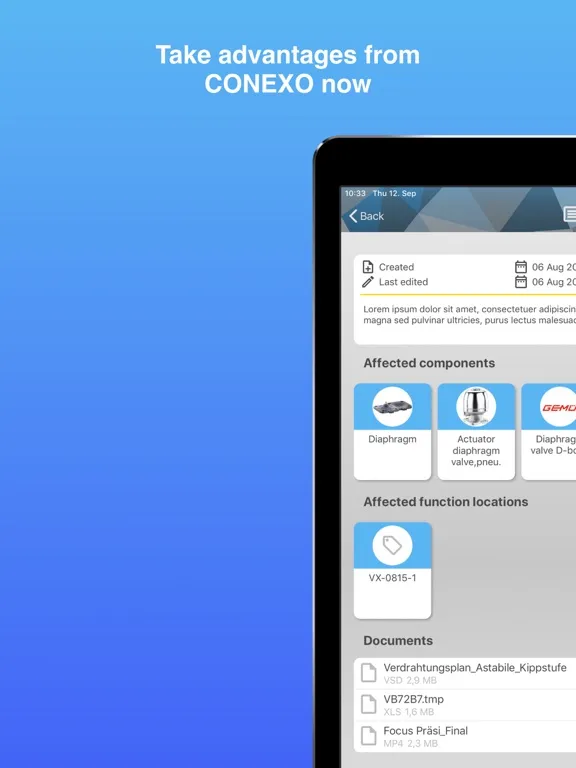 CONEXO Lite iPad  Screenshots