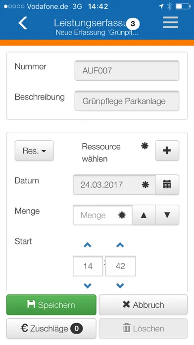 Zrzuty ekranu Mobile Leistungserfassung