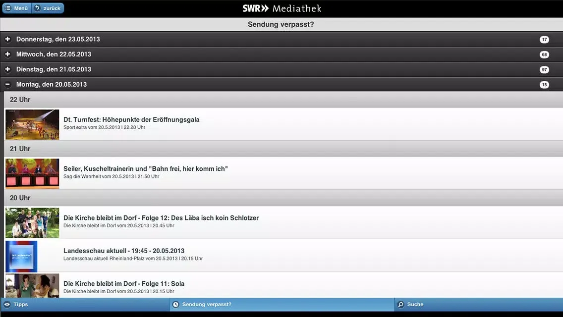 Zrzuty ekranu SWR Mediathek