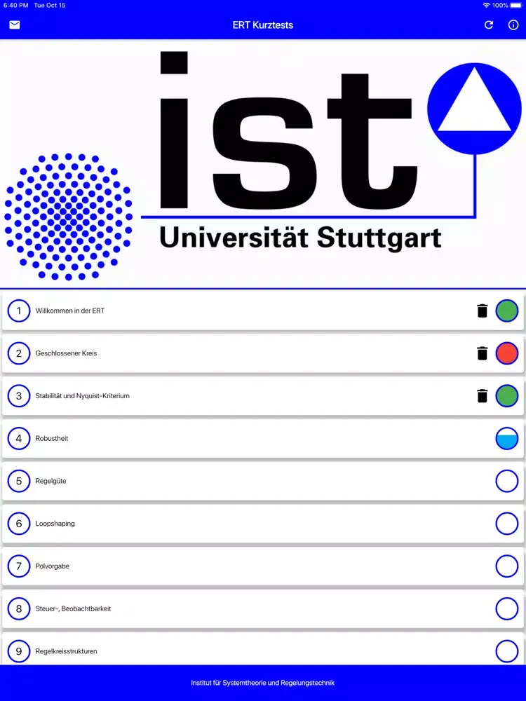 ERT Kurztests iPad  Screenshots