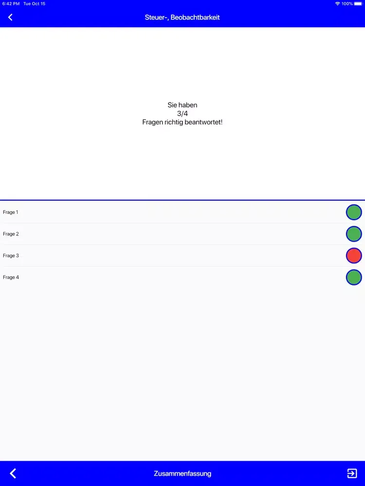 ERT Kurztests iPad  Screenshots