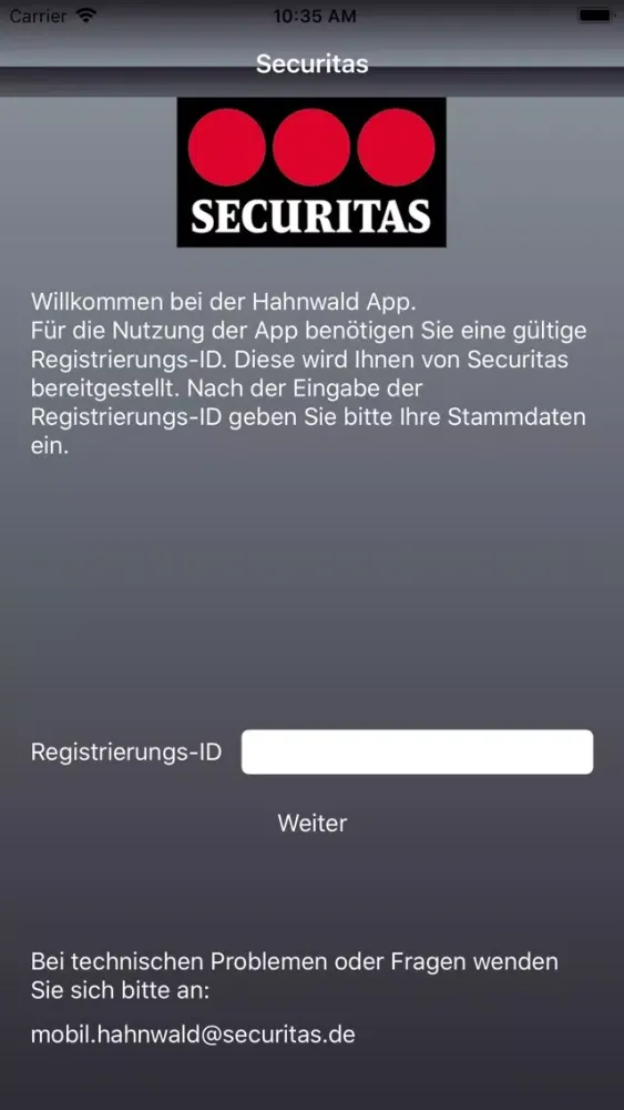 Screenshot di Securitas Hahnwald App