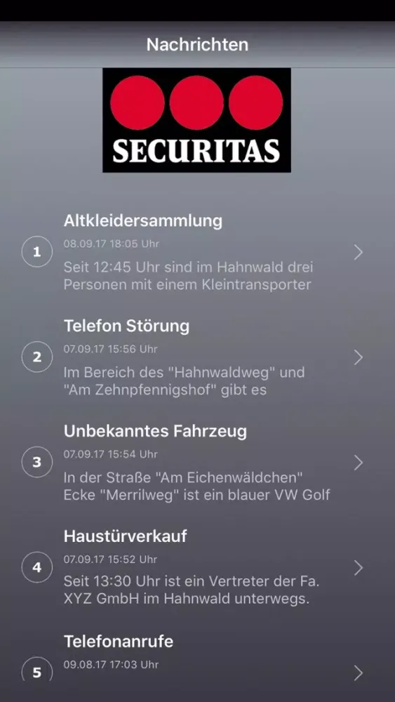 Screenshot di Securitas Hahnwald App