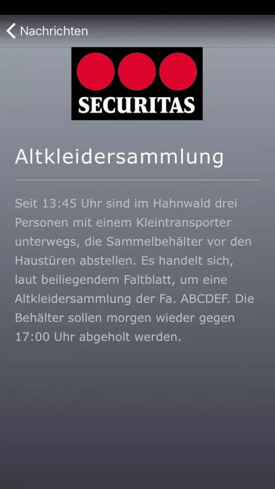 Screenshot di Securitas Hahnwald App