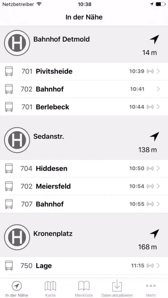 Ảnh chụp màn hình của Fahrplan SVD Detmold