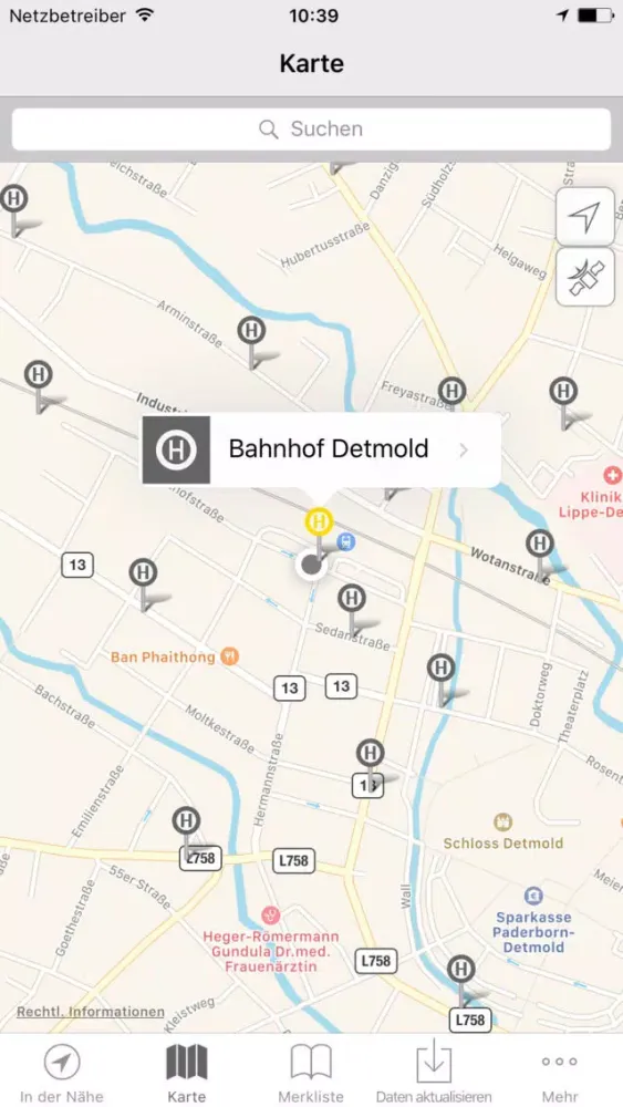 Ảnh chụp màn hình của Fahrplan SVD Detmold