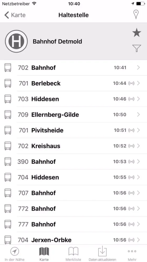 Ảnh chụp màn hình của Fahrplan SVD Detmold