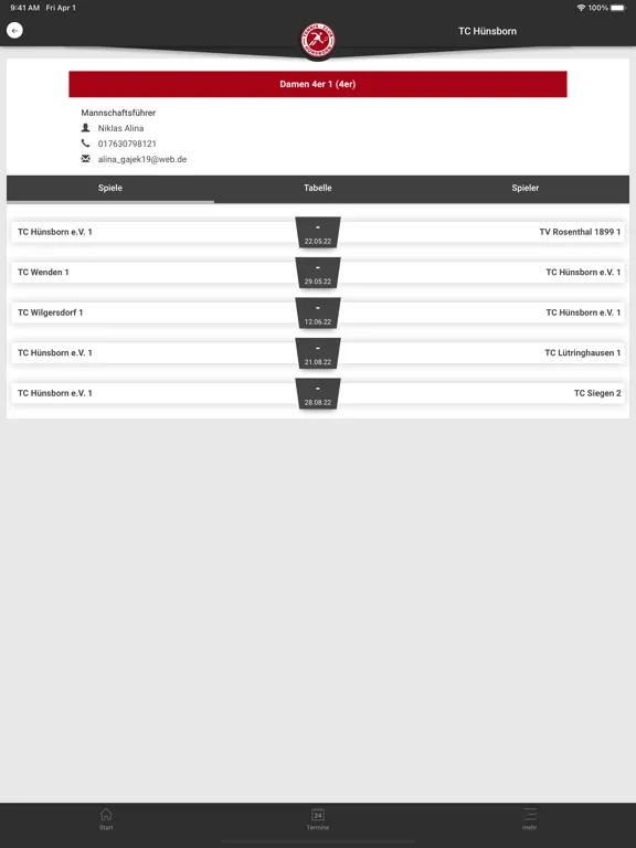 TC Hünsborn iPad  Screenshots