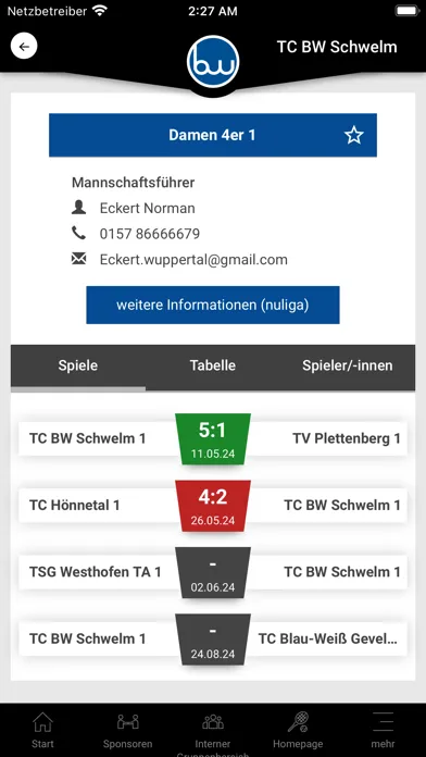 Zrzuty ekranu TC BW Schwelm