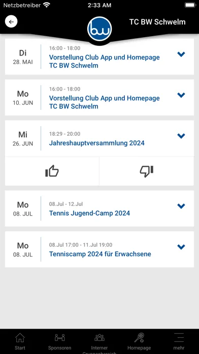 Zrzuty ekranu TC BW Schwelm